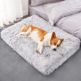 Lit carré en peluche mémoire de forme pour chien