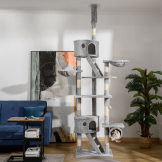 Arbre à chat réglable 240–260 cm avec griffoir et plateforme